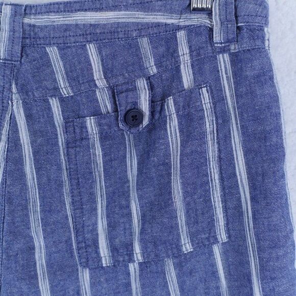 Gap Blue Striped Linen Cotton Rolled Tab Shorts Size 6 Low Rise Rise 31/3 - Picture 6 of 9